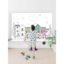 Postermanya Pster21315 Huzurlu Kasaba Eğitici Dev Boyama Kağıdı, Çocuklar Için Aktivite Boyama Rulosu 90x130cm