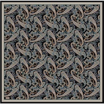 BELLİ Saf İpek Eşarp 4101d02 Sura İpek -3683 - 90 X 90 / Siyah - Petrol Siyah - Petrol