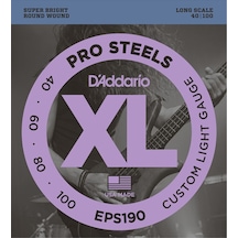 Daddarıo Eps190 Bas Gitar Tel Seti, Xl, 40-100, Long Scale, Proste