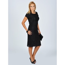 Nidya Moda Büyük Bedendantel Vako Elbise-4035Ds Siyah