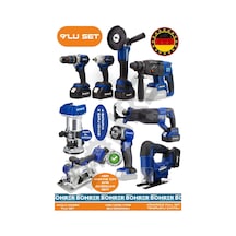 Böhrer Ba01093m 9 Makine Kombo Set 4 Akülü 2 Şarjlı Kömürsüz V598 5ah Profesyonel - Blue Mavi