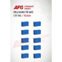 10 Adet 12 Volt 7 Amper Kuru Tip Akü 12 V 7 Ah Bl Mavi