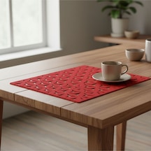 2 Adet Keçe Amerikan Servis Dikdörtgen Supla 33x44 Cm Kırmızı