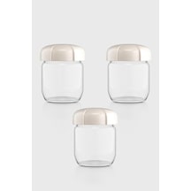 Renga Rhea 425 Ml Bej Kapaklı 3'lü Cam Kavanoz Seti 131010 Bej