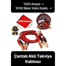 Çantalı %100 Bakır Kalın Kablo Ve Hızlı Şarj Güçlü 1200 Amper Oto Araç Akü Şarj Takviye Kablosu 2m