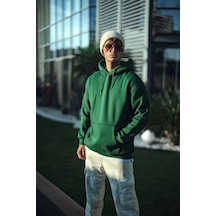 Barlashive Erkek 3 İplik Pamuklu Kapüşonlu Basic Sweatshirt Hoodie - Haki Çok Renkli
