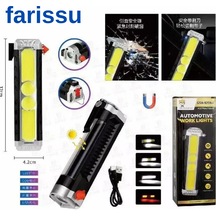 Çok Fonksiyonlu Oto Acil Durum El Feneri - Cob Led, Güneş Enerjili, Cam Kırıcı & Kemer Kesici Siyah
