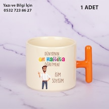 Dünyanın En Harika Öğretmeni Tasarımlı T Kupa Bardak-öğretmenler Günühediye Kişiye Özel İsim Yazılır Turuncu
