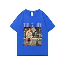 Flood Of Style Altın Kızlar Thug Lifehaloween Grafik T Shirt Erkek Kadın Vintage Hip Hop Streetwear Büyük Bo Mavi