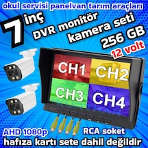 Tarım Araçlarına Özel 2 Adet Ahd 2 Mp Warm Ledli Kamera 7 İnç Qled Ips 256 Gb Dvr Monitör 12 Volt