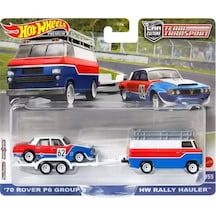 Hot Wheels Premium Car Culture Team Transport '70 Rover P6 Group 2 & Hw Rally Hauler - Hkf45