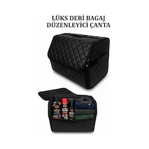 Oto Bagaj Organizeri Kapitone Deri Çanta Siyah Renk
