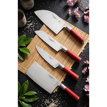 Red Craft Seri Mutfak Bıçak Seti Et Sebze Şef Bıçağı 4 Lü Mtf-325 Kırmızı