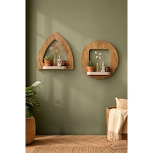 Ahşap Dekoratif Duvar Rafı 2 Li / 3 Lü Set Mtsv - 857 Kahverengi