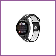 Bezos Watch 20mm Uyumlu Spor Delikli Kordon - Siyah-beyaz Rengaren