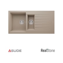 Realstone P005 Troya 1.5 Göz Damlalıklı Granit Evye 1000 500 Mm Cappuccino Belirtilmemiş