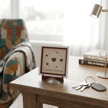 Sevgi Temalı Modern Aksesuar, Canım Annem Yazılı Ve Kalp Figürlü 10x10 Cm Minyatür Hediyelik Tasarım