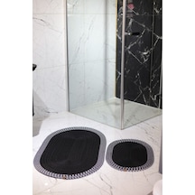 Jüt,hasır,2 Li,banyo Paspas Takımı,bohem Tarzı Banyo Takımı,iskandinav Paspas/sepet Siyah Siyah