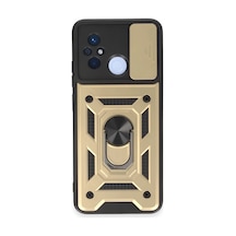 Xiaomi Redmi 12c Kılıf Pars Lens Yüzüklü Silikon - Gold Standart