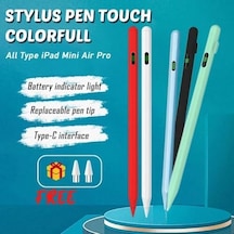 Universal Dokunmatik Stylus Kalem Led Göstergeli Manyetik Gövdeli Type-c Şarjlı Hassas Uçlu Çizim Ve Not Alma Kalemi Tüm Touchscreen Cihazlarla İpad İle Uyumlu Zr61 Siyah