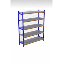 5 Katlı Depo Rafı Tel Kafesli 50x120x200 Cm Hafif Rack Raf 300-350 Kg Taşıma Kapasiteli Mavi - Gri