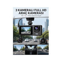3 Kanallı Araç Dvr Ön + İç + Arka Kamera İle Tam Kapsama Yüksek Güvenlik - Stepco9664-7