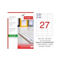 Tanex Tw-2027 70X32.125MM Laser Etiket 100 Adet