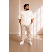 Sngl Tekstil Erkek Büyük Beden Oversize Kısa Kollu T-shirt 3xl 4xl 5xl 6xl 7xl 8xl 9xl Ekru