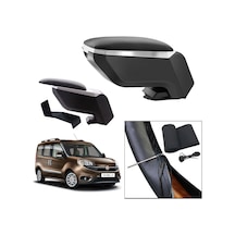 Lüks Set Fiat Doblo 2 2012 Delmesiz Çelik Ayaklı Gri-siyah Kolçak Kol Dayama, Direksiyon Kılıfı