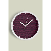 Geometrik Desenli Modern Tasarım Duvar Saati - 42cm - Önü Camlı Beyaz Kasa - Sessiz Mekanizma-jh0563 Beyaz