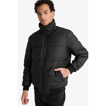 Defacto Su İtici Regular Fit Gömlek Yaka Astarlı Fermuarlı İç Cepli Kürk Yakalı Suni Deri Mont C5857ax25wnbk27 Siyah-bk27