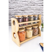 Bambum Bench - 8 Parça 2 Katlı Standlı Baharatlık Seti