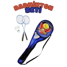Çantalı Bedminton Seti 2 Raket 1 Top Badminton Seti Mavi Renk