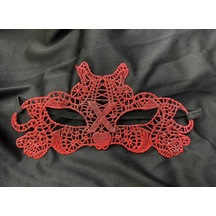 Kırmızı Dantel Masquerade Maskesi Çift Taraflı 10 No 2 Yaş Mavi