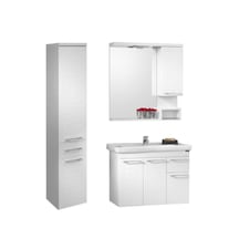 Orka Perge 85 Cm Mdf Beyaz Banyo Dolabı Takımı Ve Boy Dolabı Beyaz