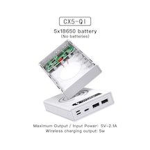 Beyaz Cx5 Taşınabilir Güç Kaynağı Kılıfı Ayrılabilir Dıy 5x18650 Şarj Cihazı Kılıfı Hız Şarj Güç Bankası Kutusu Powerbank 57781498
