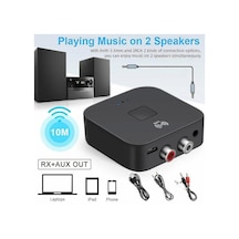 Bluetooth 5.0 Rca Ses Alıcısı Aptx 3.5mm Aux Jakı Müzik Nfc Özellikli Kablosuz Bluetooth Adaptörü Araba Tv Bilgisayar Hoparlörü