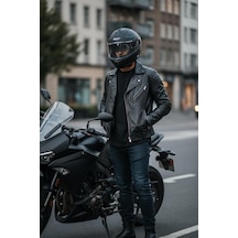 Sway Sw 917 Mat Siyah Çene Açılır Güneş Gözlüklü Motosiklet Kask