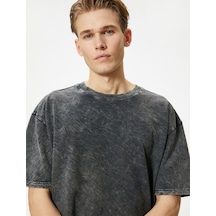 Koton Oversize Tişört Yıkamalı Bisiklet Yaka Kısa Kollu Antrasit 4Sam10314Hk 4Sam10314Hk931 Antrasit