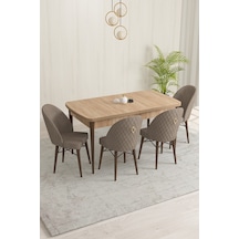 Rovena Olbia Meşe Desen 80x132 Açılabilir Mutfak Masası Takımı 4 Adet Sandalye Cappuccino 1402
