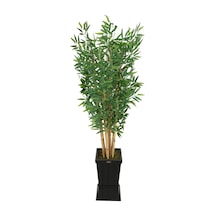 Yapay Çiçek Deposu Ahşap Saksıda Yapay Bambu Ağacı 9 Çubuklu 180 Cm