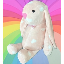Uyku Arkadaşım Papyonlu Uzun Kulak Bunny Peluş Tavşan Kalpli