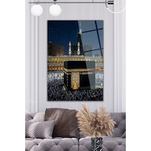 Kabe Cam Tablo 4 Mm Temperli Cam Mekke Gece Manzarası Dekoratif Duvar Tablosu