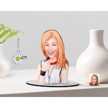 Kişiye Özel Kadın Karikatürlü 3D Ahşap Biblo Ve Isimli Silver Pap (473567249)
