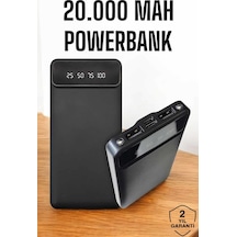 20.000 Mah Led Işıklı Lcd Ekran Usb Girişli Type-c Lightning Powerbank Altın