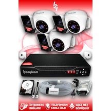 Bayicam 6 Kameralı Süper 3 İç Kamera Set 100 GB 5 MP 2K Net Gece Görüşlü Güvenlik Kamerası Sistemi