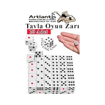 Tavla Zarı 20 Adet Beyaz Zar Akrilik 8.5 Mm Masa Oyunu Kırmızı Siyah Noktalı Beyaz Oyun Zarlar