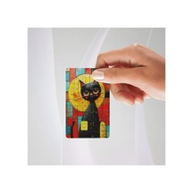 Pastel Renk Siyah Kedi Kredi/banka Kartı Kaplama Sticker Tekli Standart