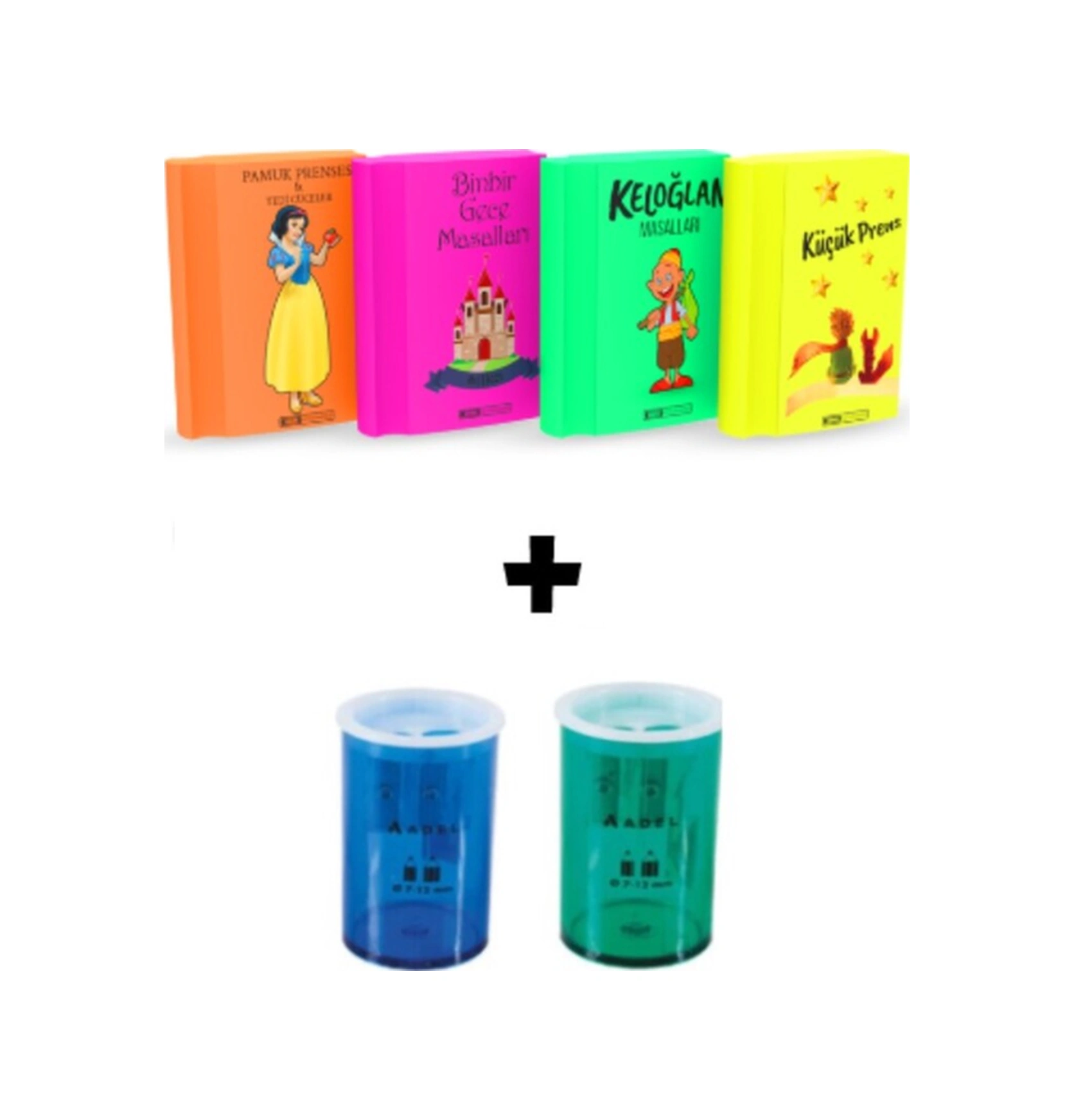 Art.21 Silka 4 Adet Neon Kitap Silgi Ve 2 Adet 619 Kalemtraş Seti Erkek Öğrenci