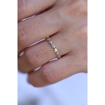 Yenigün Kuyumculuk 14 Ayar Altın Firuze Taş Detaylı Yıldız Dizisi Yüzük Yzk26055